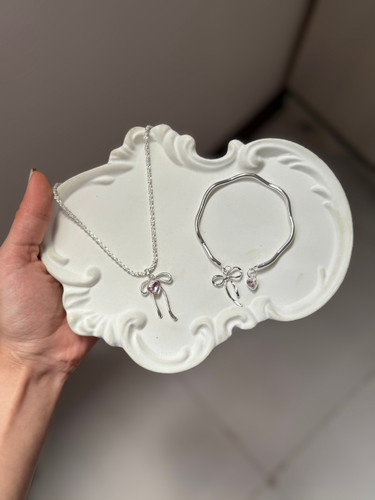 ست گردنبند و بنگل آبکاری نقره